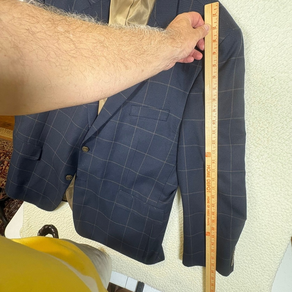 Haggar Mens 50R Classic Fit Navy Blue Windowpane Plaid Blazer HJ10312-412 - Picture 12 of 13